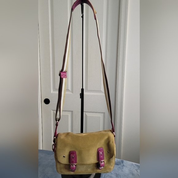 Vintage Coach Hamptons Suede Field Bag 9274 Stylish Pink and Brown - Picture 2 of 11